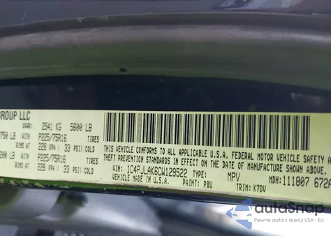 2012 Jeep Liberty Sport z USA, uszkodzony, nr VIN 1C4PJLAK6CW129522